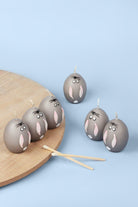 Set of 6 - Hoppy Easter Egg Candles - Grey - G Decor