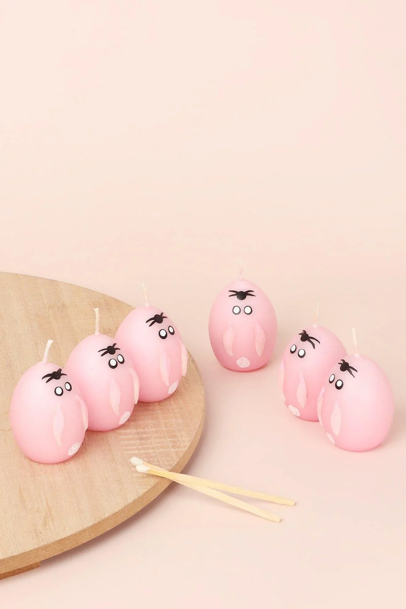 Little Flame Club Blush Pink Hoppy Hand-Painted Egg Candles
