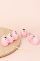 Set of 6 - Hoppy Easter Egg Candles - Pink - G Decor