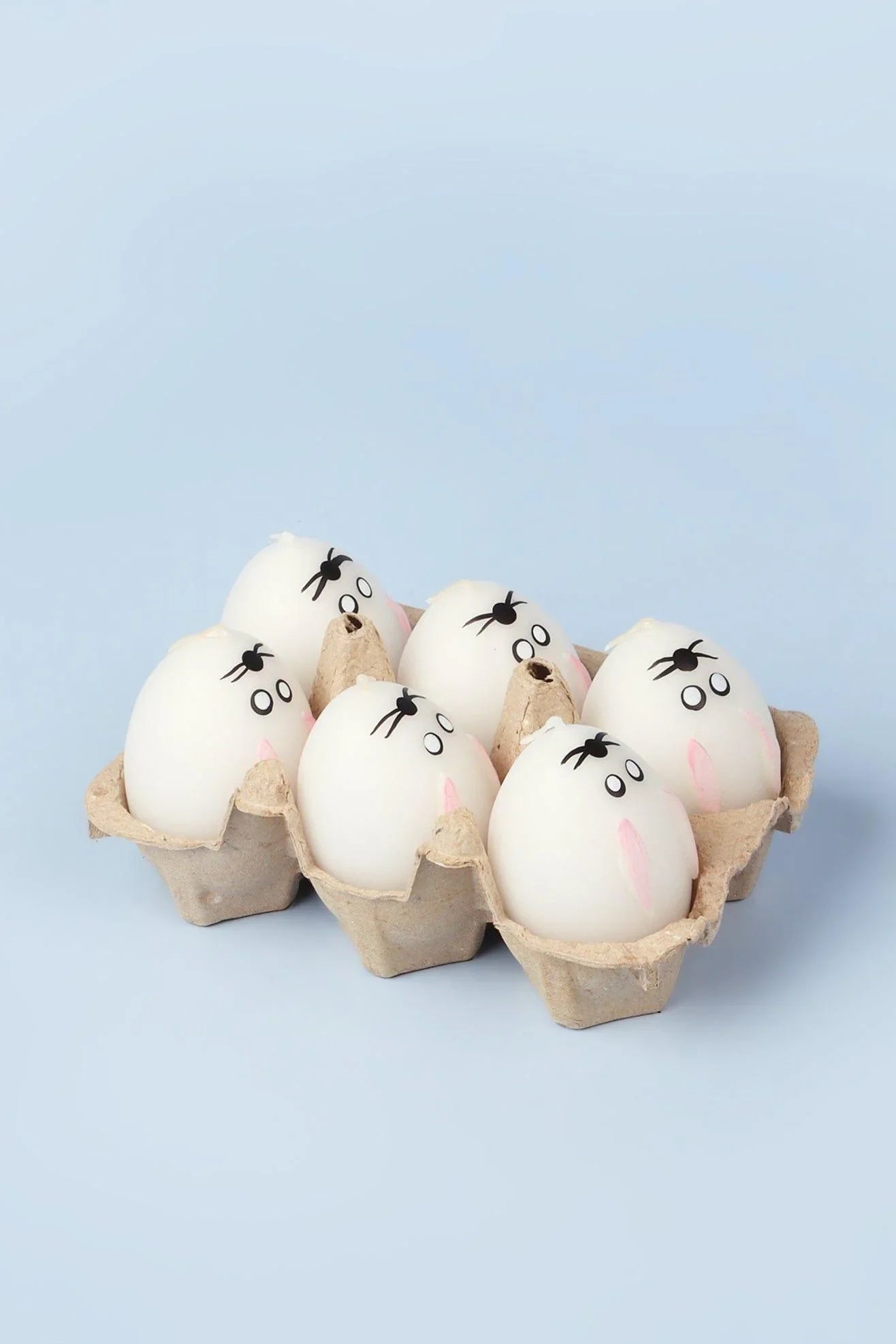 Little Flame Club Milk White Hand-Painted Egg Candles — close-up view, G Decor