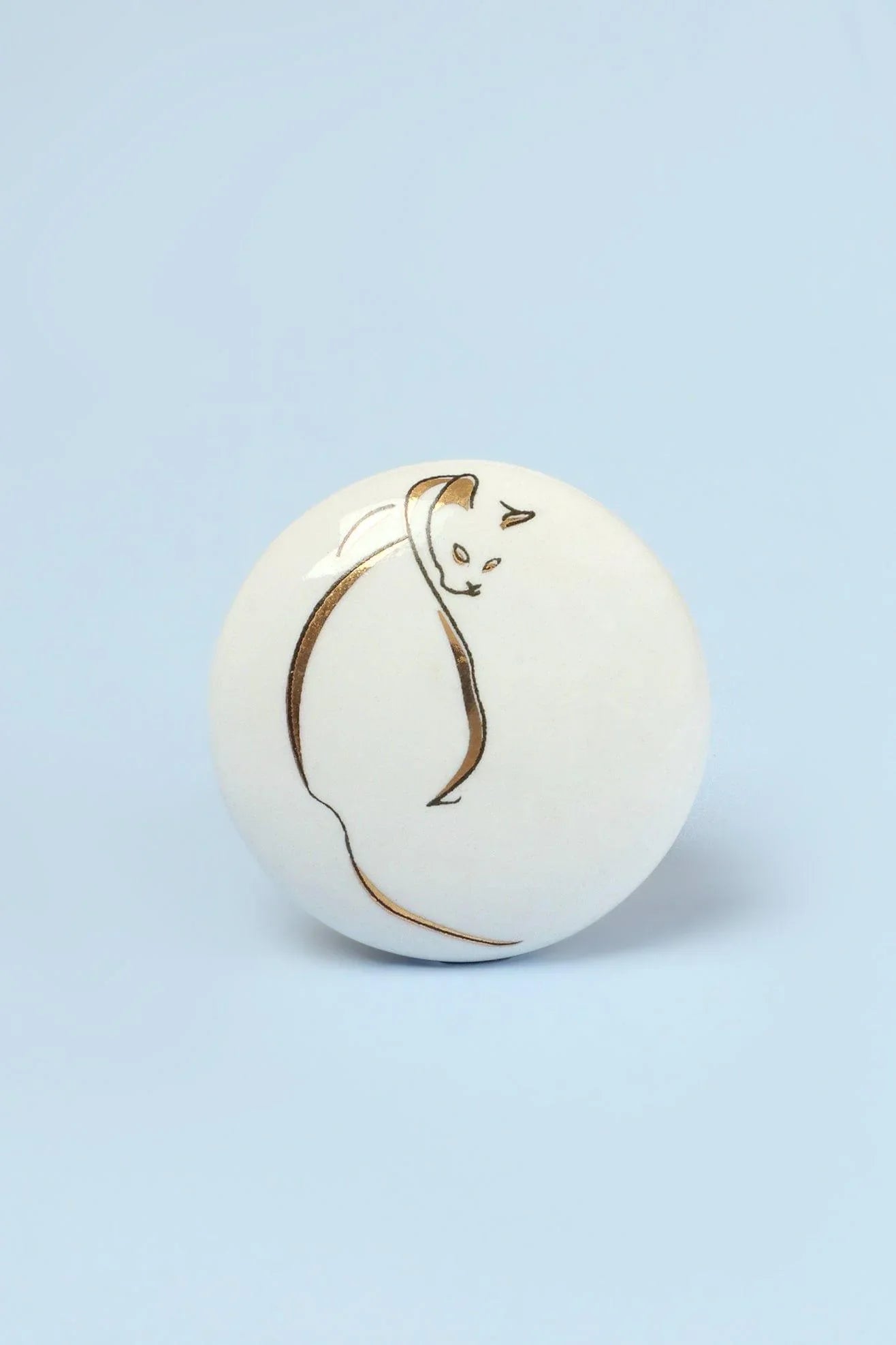 Sassy Meow Black and Gold Ceramic Cat Cabinet Knobs Set of 8 — alternate view, G Decor