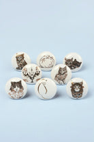 Sassy Meow Black and Gold Ceramic Cat Cabinet Knobs Set of 8 — G Decor