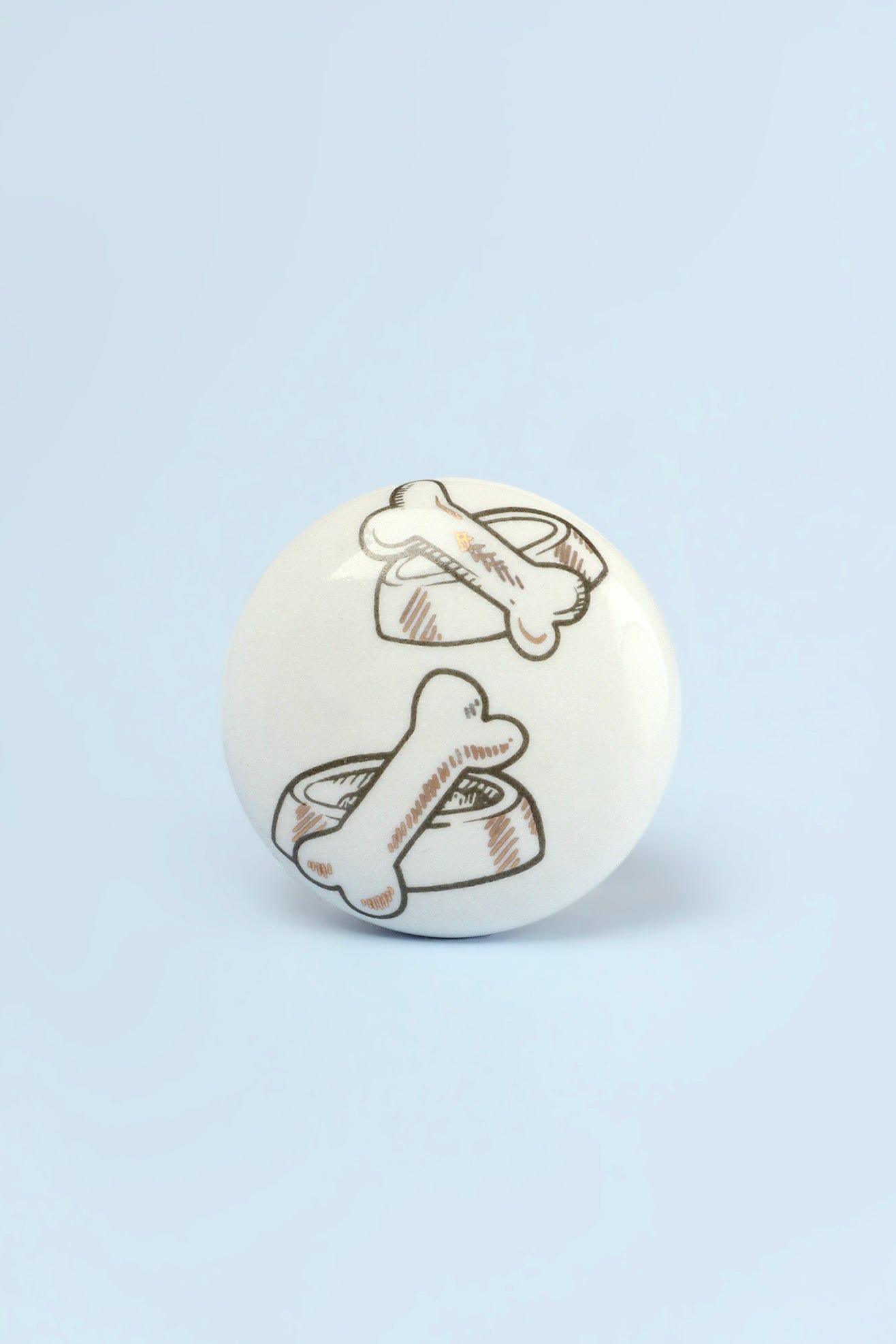 Set of 8 Black & Gold Ceramic Dog Door Knobs Playful Pup Design - G Decor