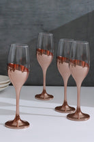 Set of Four Sephora Two-Tone Copper Plated Rose Gold Champagne Glasses - G Decor