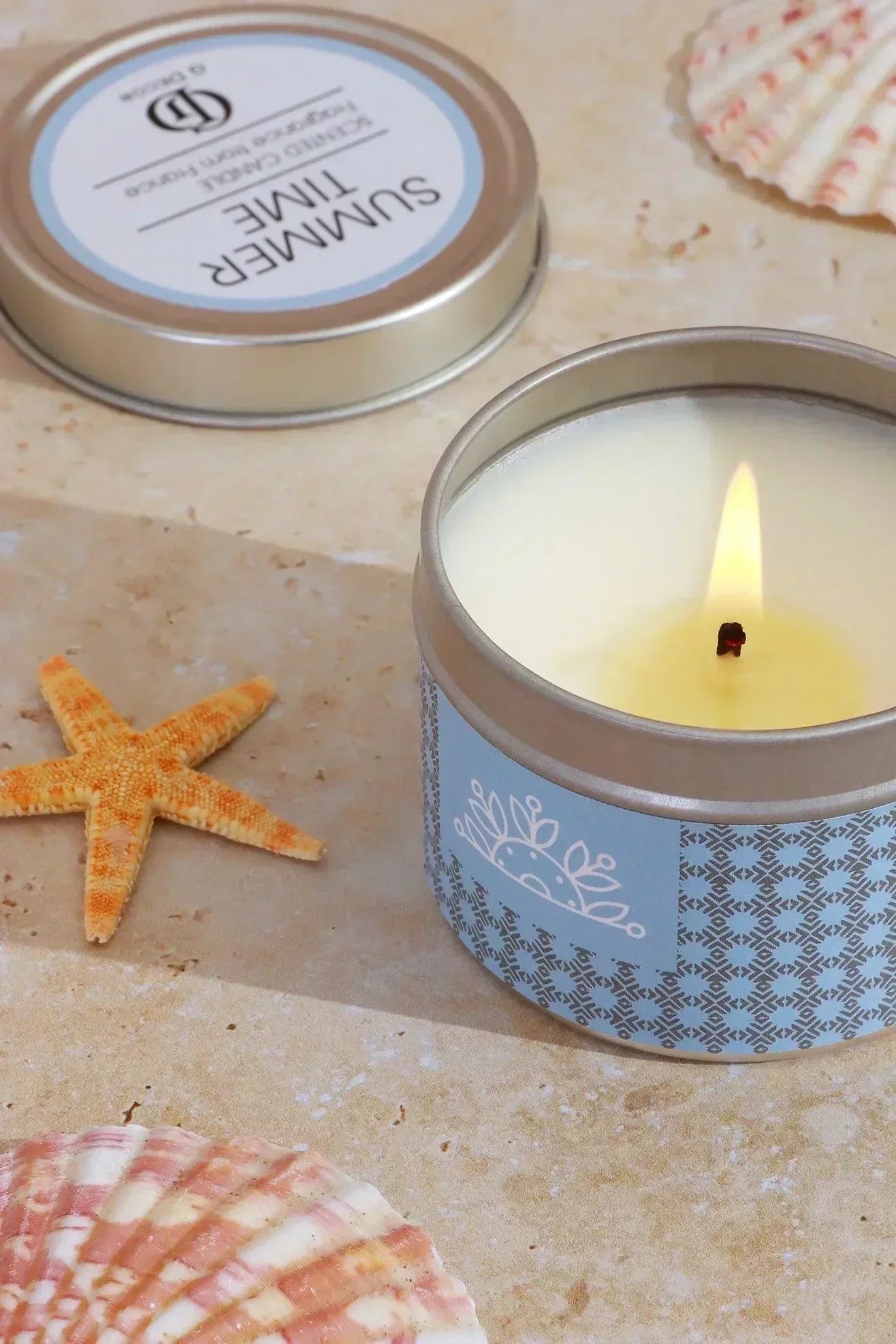 Scented Summer Floral Blue Tin Candles Set of 3 — alternate view, G Decor