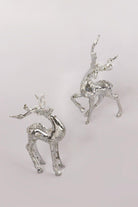 G Decor Christmas Decorations Silver Set of Two Glass Silver Mottled Reindeer Christmas Tree Decorations