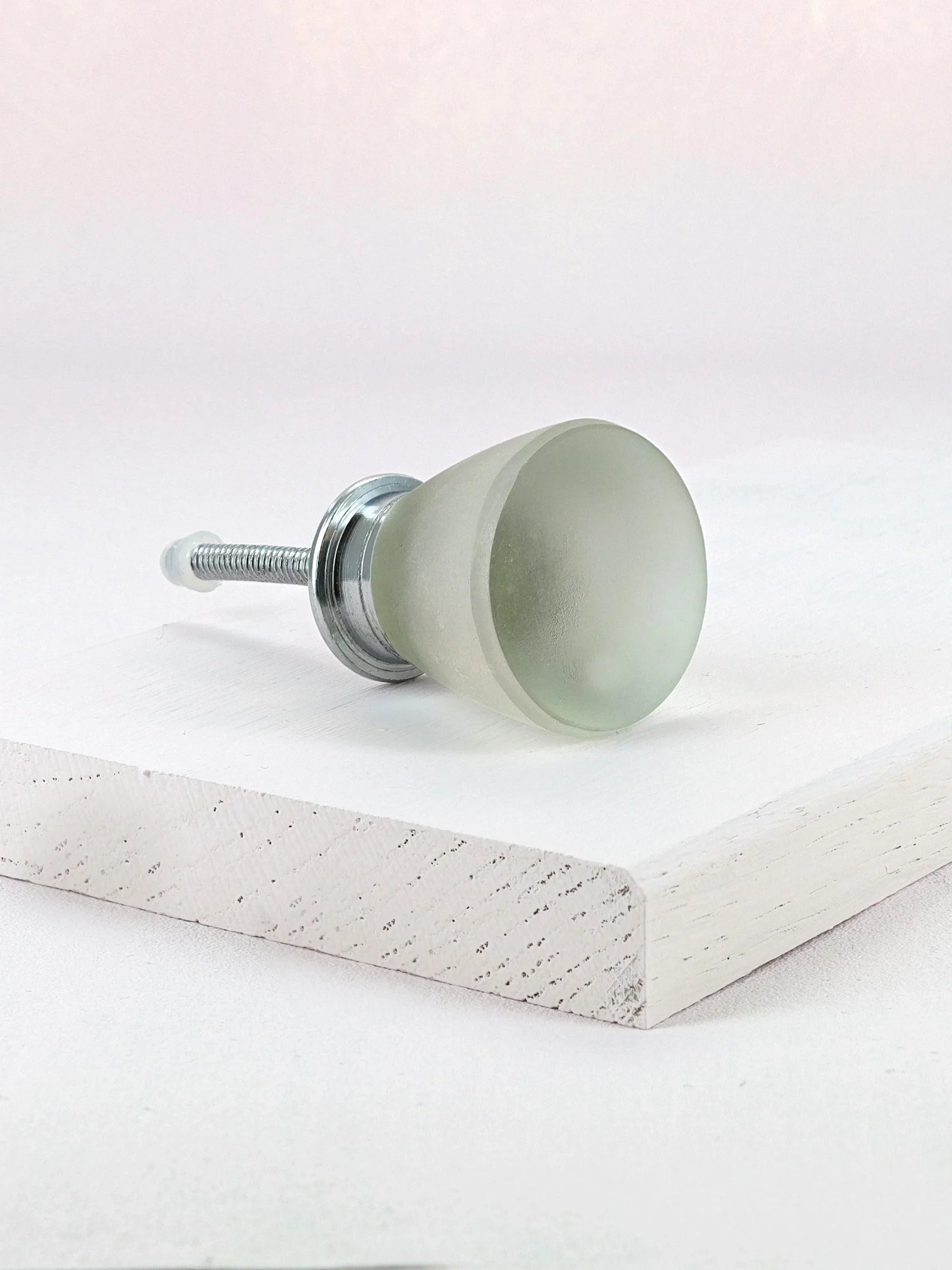 Sienna Frosted Fluted Matte Glass Cabinet Pull Knob — close-up view, G Decor