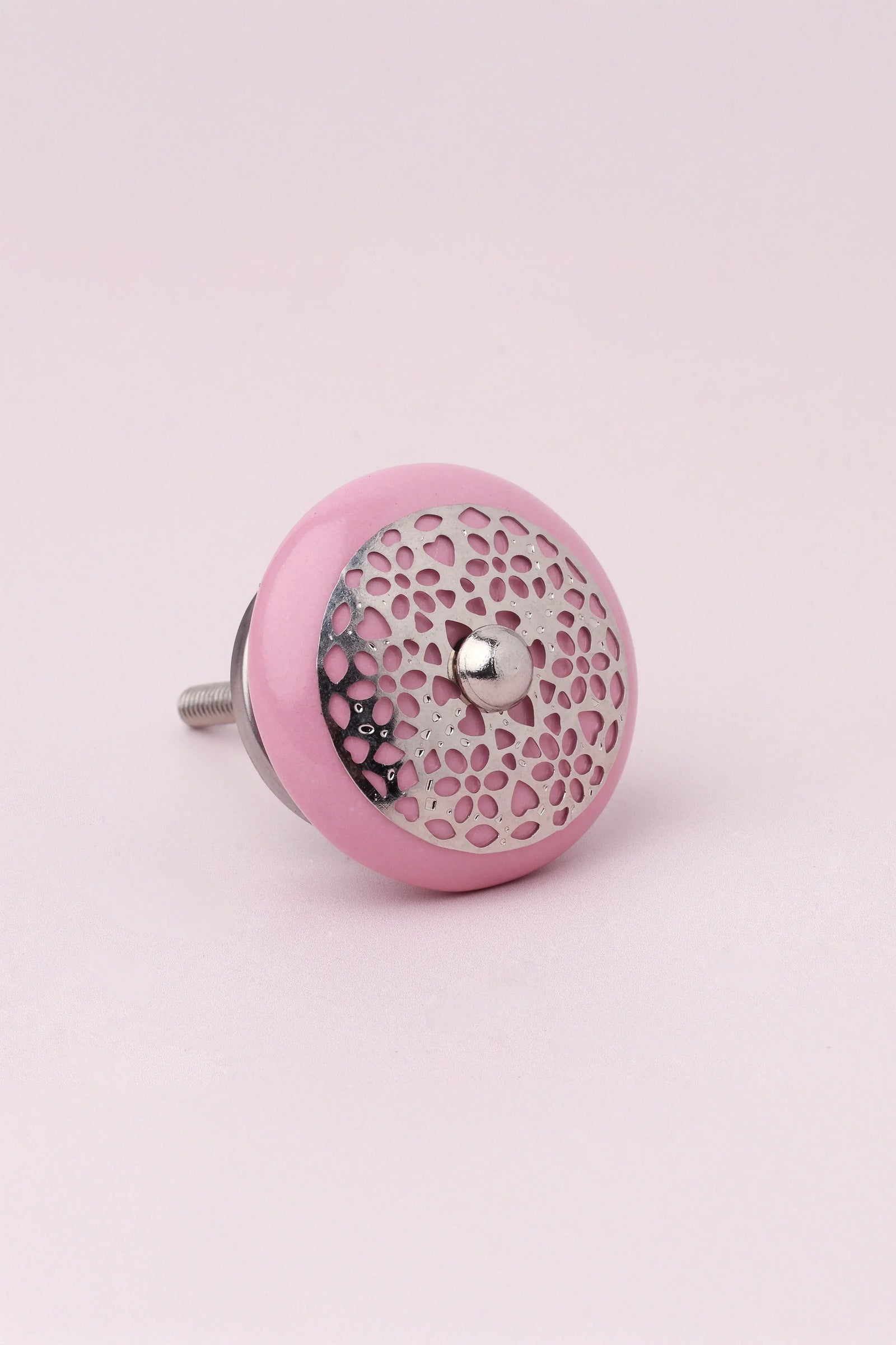 Silver Applique II Elegant Lace Ceramic Cabinet Knob — lifestyle view, G Decor