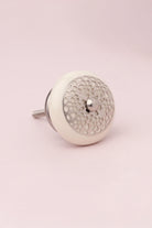 Silver Applique II Elegant Lace Ceramic Cabinet Knob — view 7, G Decor