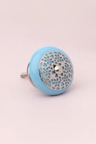 Silver Applique II Elegant Lace Ceramic Cabinet Knob — close-up view, G Decor