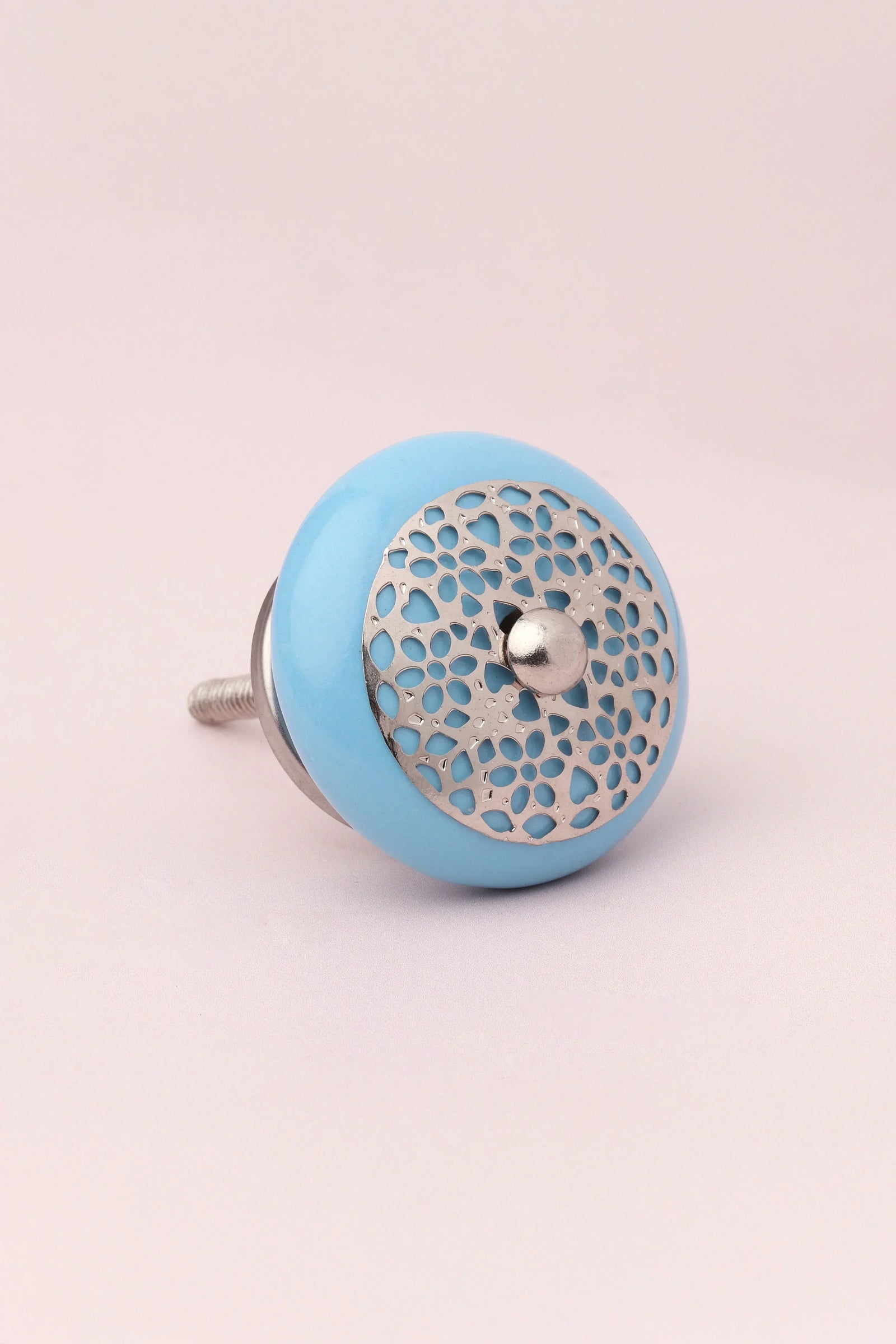 Silver Applique II Elegant Lace Ceramic Cabinet Knob — close-up view, G Decor