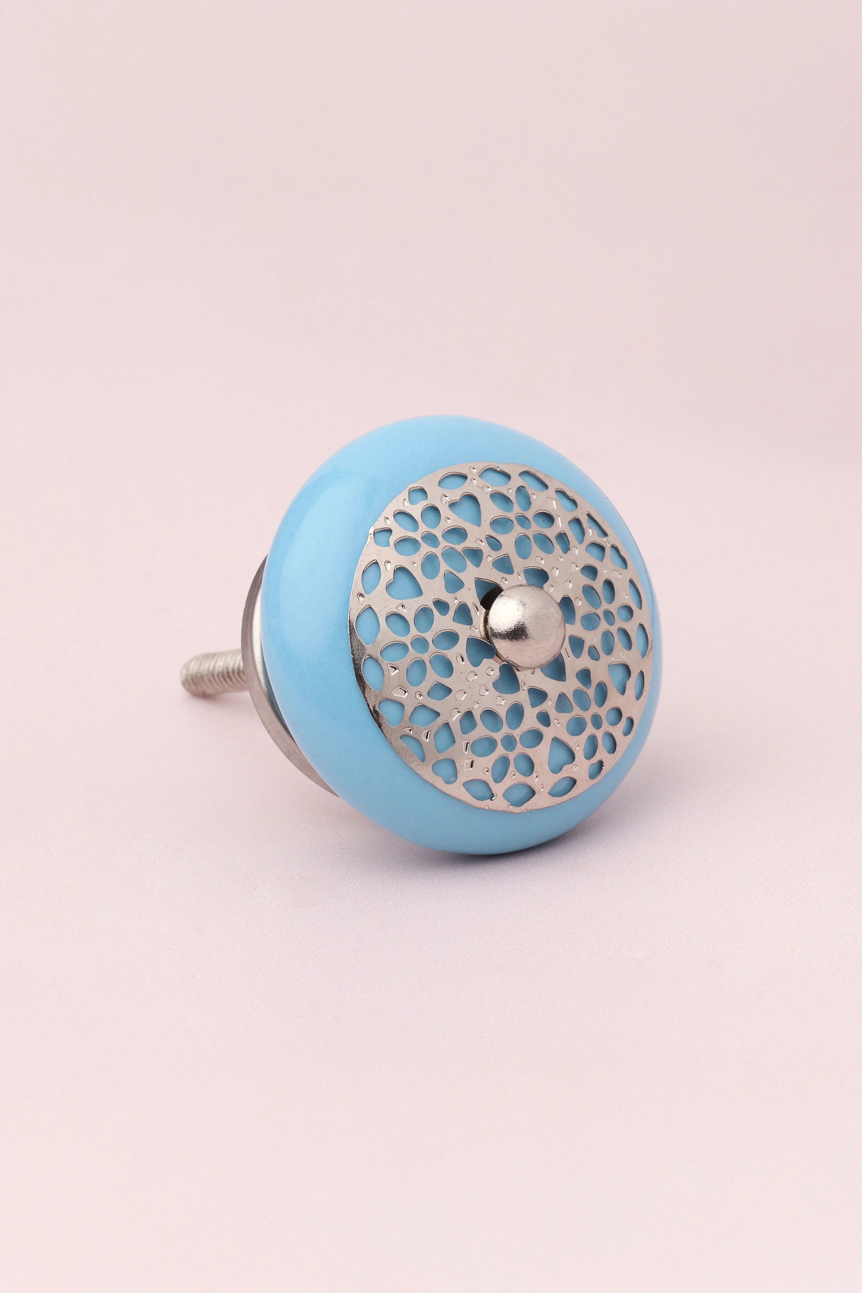 Silver Applique II Elegant Lace Ceramic Door Knob - G Decor