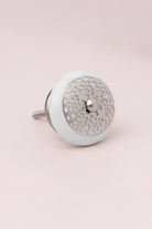 Silver Applique II Elegant Lace Ceramic Cabinet Knob — view 6, G Decor