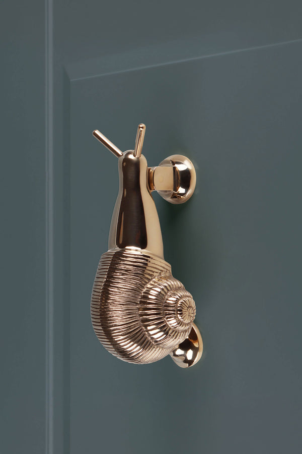 Snail Polished Brass Door Knocker