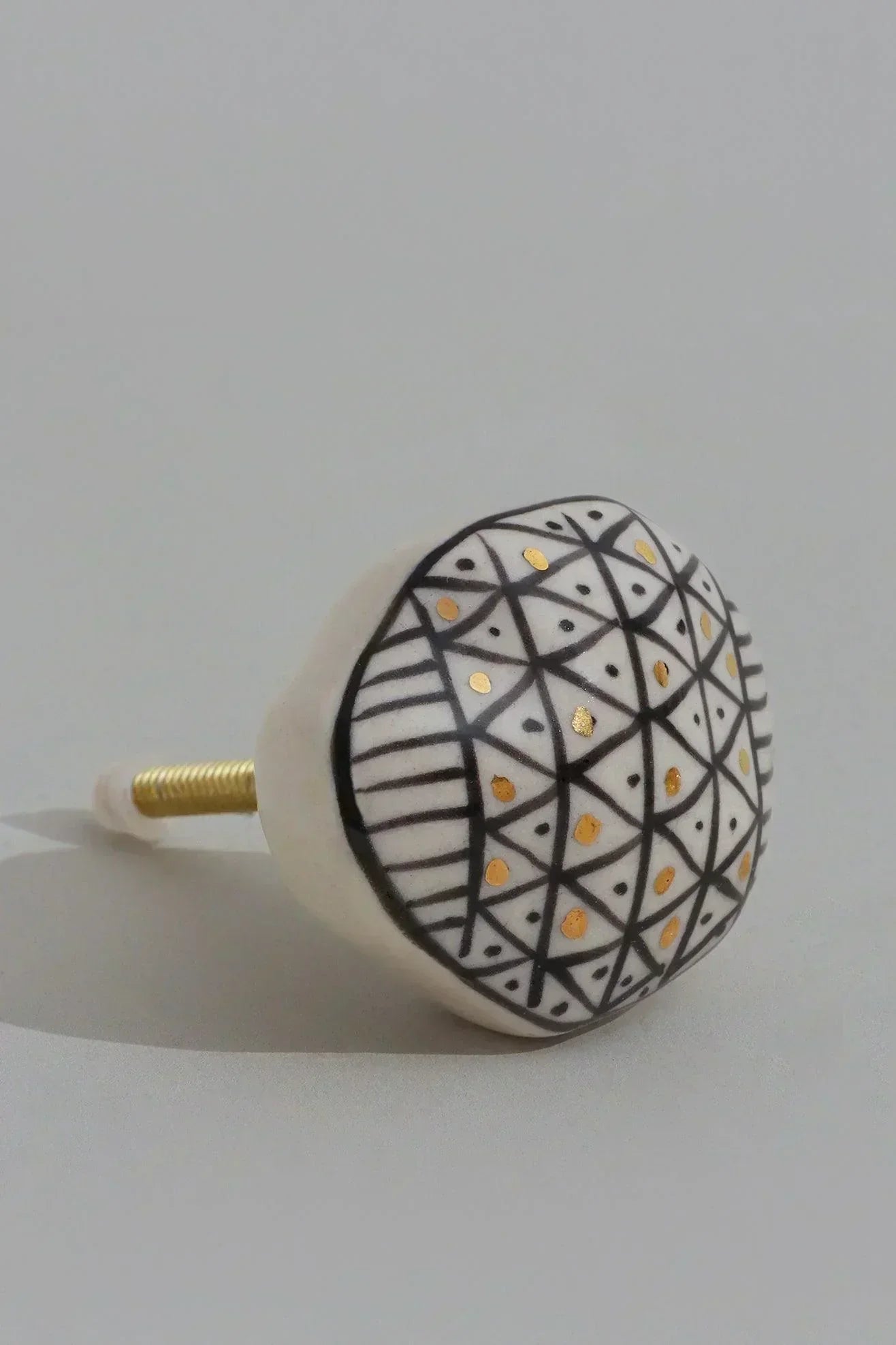 Sorrento Hand-Painted Designer Ceramic Cabinet Knob in Gold — view 6, G Decor