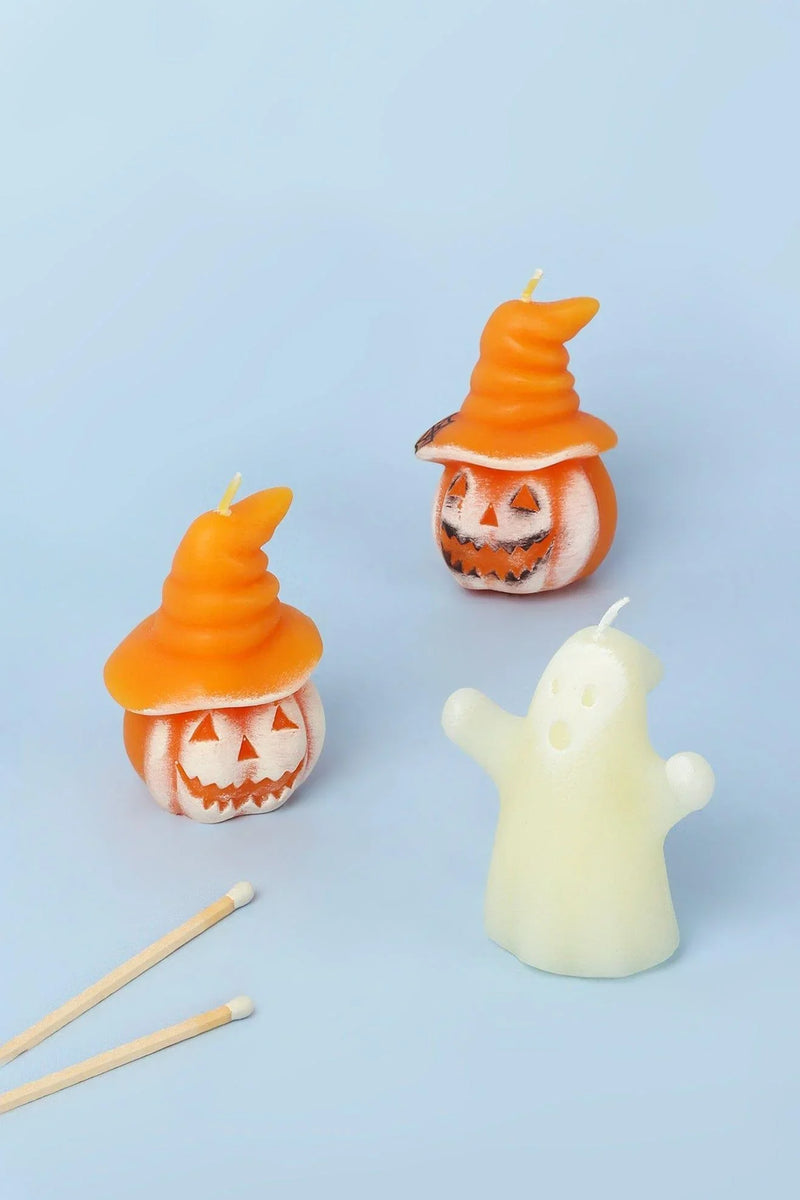 Trick and Trouble Halloween Pumpkin Hat and Ghost Candles