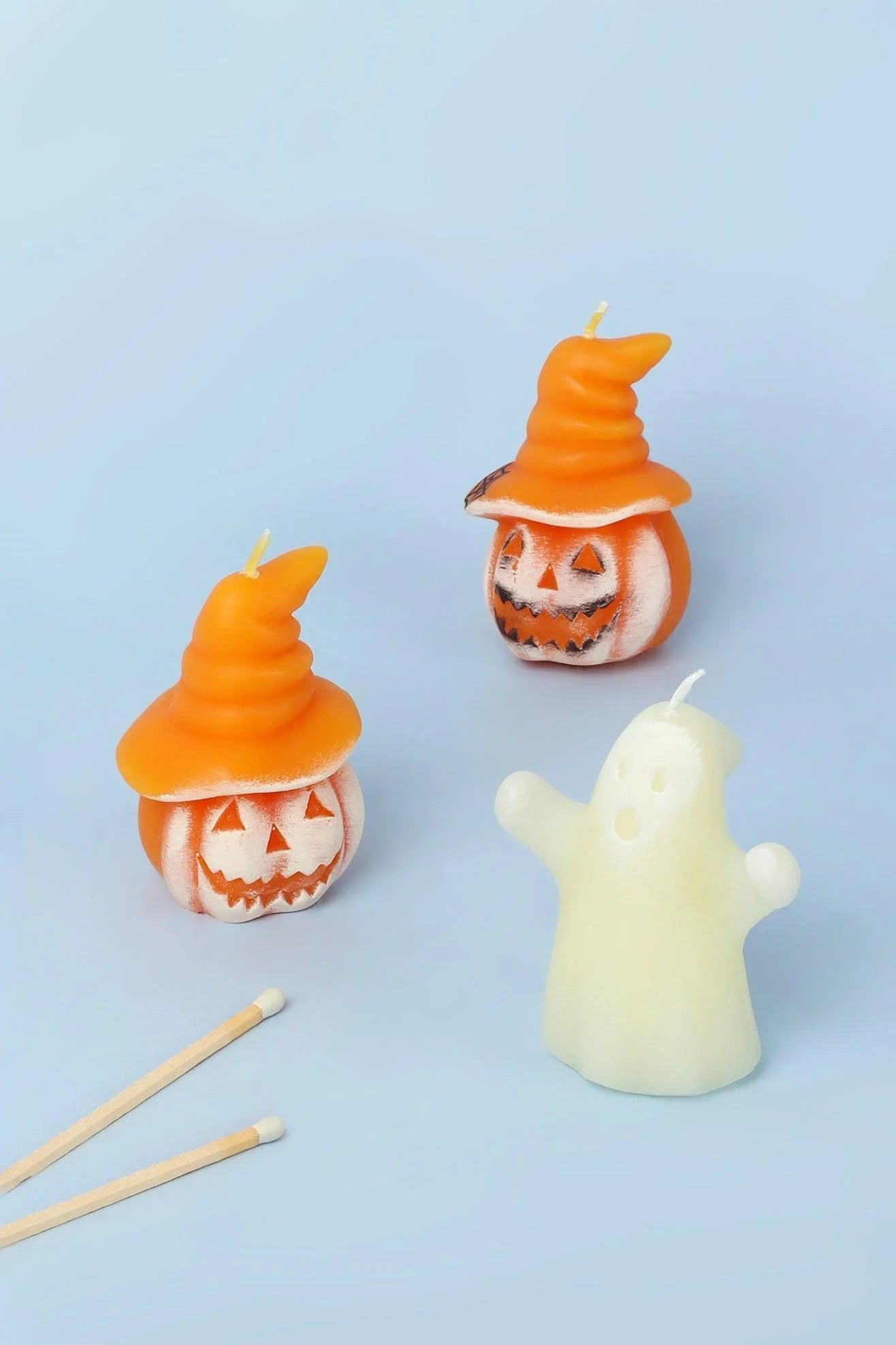 Trick and Trouble Halloween Pumpkin Hat and Ghost Candles