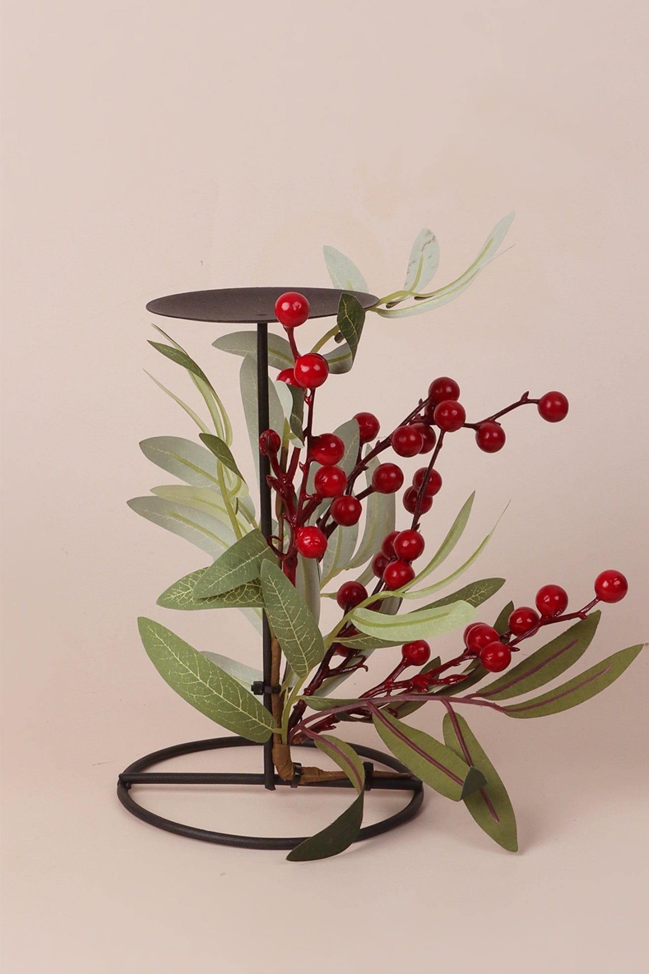 G Decor Candles & Candle Holders Red Tall Holly Pillar Candle Holder