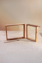 Taru Handmade Mango Wood Photo Frame Freestanding Double Clear Glass Insert Picture Frame - G Decor