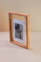 Taru Mango Wood Freestanding Double Glass Photo Frame — close-up view, G Decor