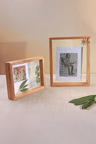 Taru Handmade Mango Wood Photo Frame Freestanding Double Clear Glass Insert Picture Frame - G Decor