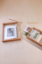 Taru Handmade Mango Wood Photo Frame Freestanding Double Clear Glass Insert Picture Frame - G Decor