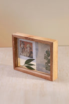 Taru Handmade Mango Wood Photo Frame Freestanding Double Clear Glass Insert Picture Frame - G Decor
