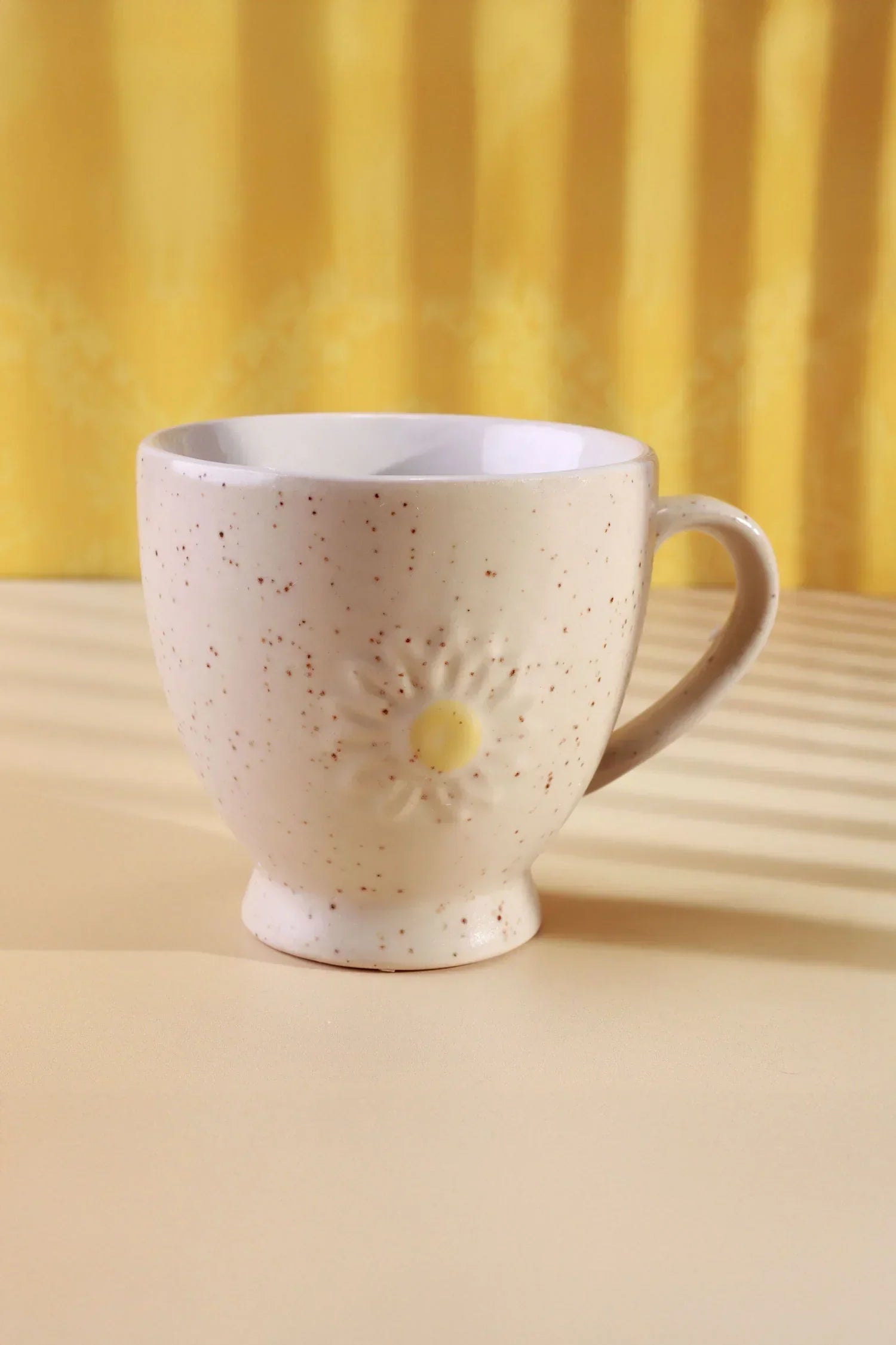 Daisy Press Hand-Painted Ceramic Tea Coffee and Espresso Mug Collection — close-up view, G Decor