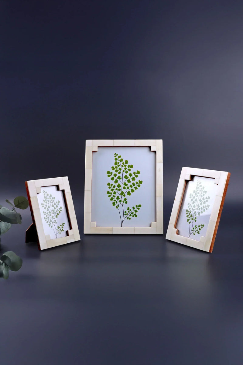 Tectura Bone Inlay Photo Frame in Architectural Cream
