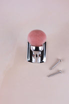 Terracotta crackle glaze ceramic ball hook on a chrome finish hook, with its two screws