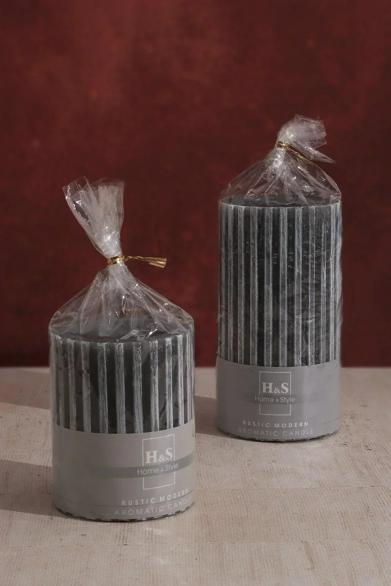 Textured Harmony Scented Pillar Candle in Dark Grey — view 5, G Decor
