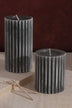 textured-harmony-dark-grey-scented-pillar-candle-deep-stone-retreat-g-decor-91784 - G Decor