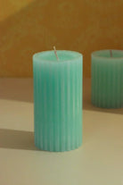 Textured Harmony Scented Pillar Candle in Light Green — alternate view, G Decor