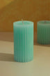Textured Harmony Scented Pillar Candle in Light Green — alternate view, G Decor