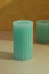 Textured Harmony Light Green Scented Pillar Candle Fresh Garden Bliss - G Decor