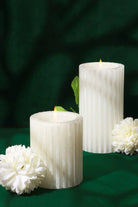 Textured Harmony White Scented Pillar Candle Pure Tranquil Aura - G Decor