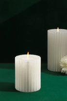 Textured Harmony White Scented Pillar Candle Pure Tranquil Aura - G Decor