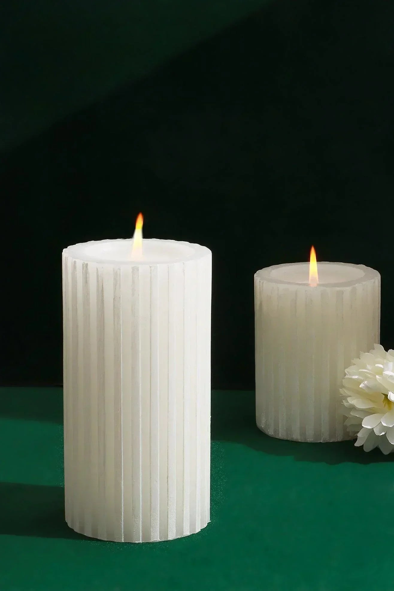 Textured Harmony White Scented Pillar Candle Pure Tranquil Aura - G Decor