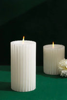 Textured Harmony White Scented Pillar Candle Pure Tranquil Aura - G Decor