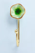 Tiffity Handmade & Hand-Painted Ceramic Wall Hook Crackle Glaze with Brass Detail - G Decor