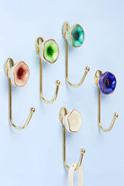Tiffity Hand-Painted Ceramic Wall Hook in Crackle Glaze with Brass — G Decor