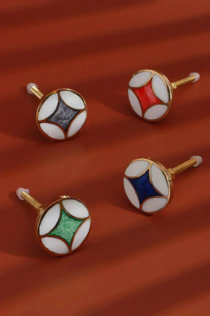 Toledo Mother of Pearl and Polished Brass Cabinet Pull Knob