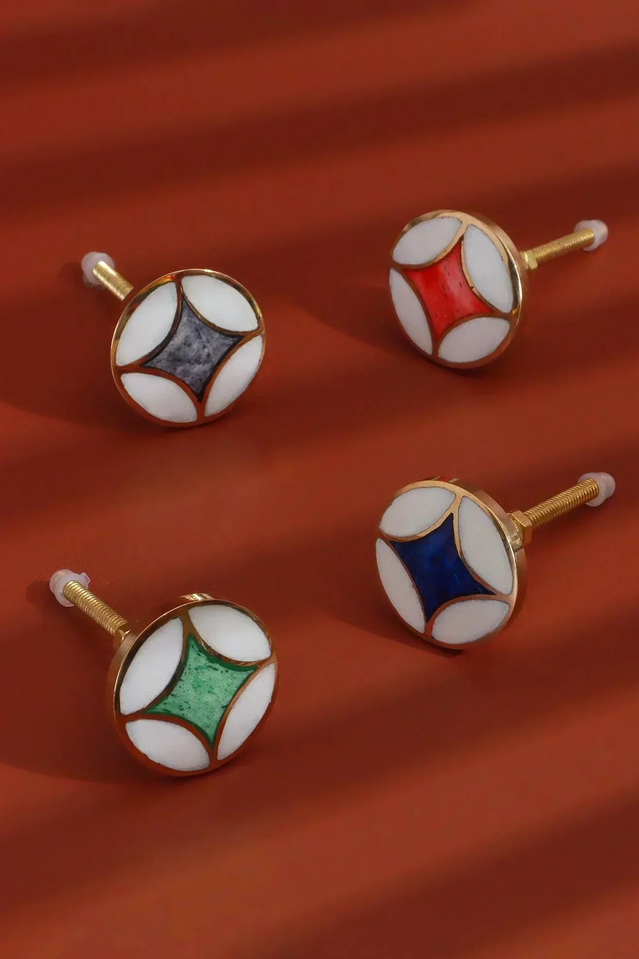 Boutons de tirage en laiton doré et nacre Santorini