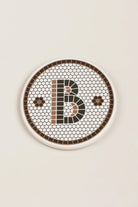 British Pub Tile Monogram Coasters in Black and Gold — view 4, G Decor