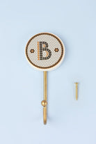 Traditional British Pub Tile Monogram Wall Hook Black & Gold Alphabet Initial Hook - G Decor