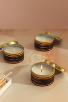 Tranquessence Mood Scented Large Candle Collection Black & Gold Tin Candle in Angel Flower, Honeysuckle or Blackcurrant & Ivy - G Decor