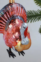 Hand-Painted Golden Turkey Plumage Glass Christmas Bauble — alternate view, G Decor