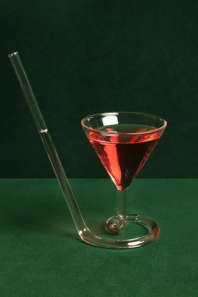 Innovative Sip Cocktail Glass with Built-In Straw