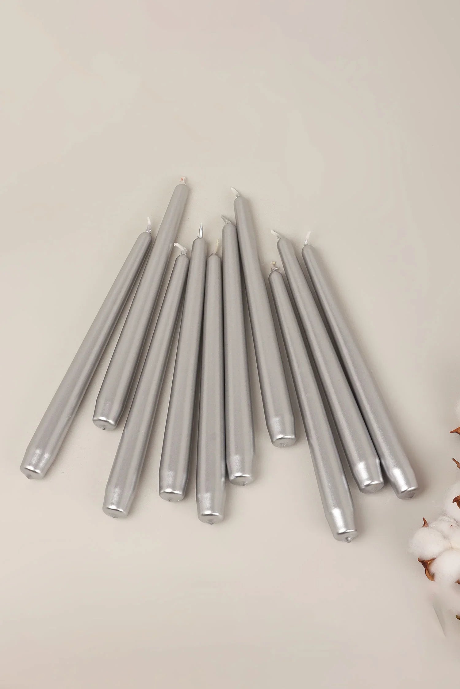 Velaré Silver Glow Set of 2, 10 or 20 Tall Hand-Finished Opaline Dinner Candles &amp; Taper Candles - G Decor