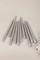 Velaré Silver Glow Tall Opaline Taper Candles — alternate view, G Decor